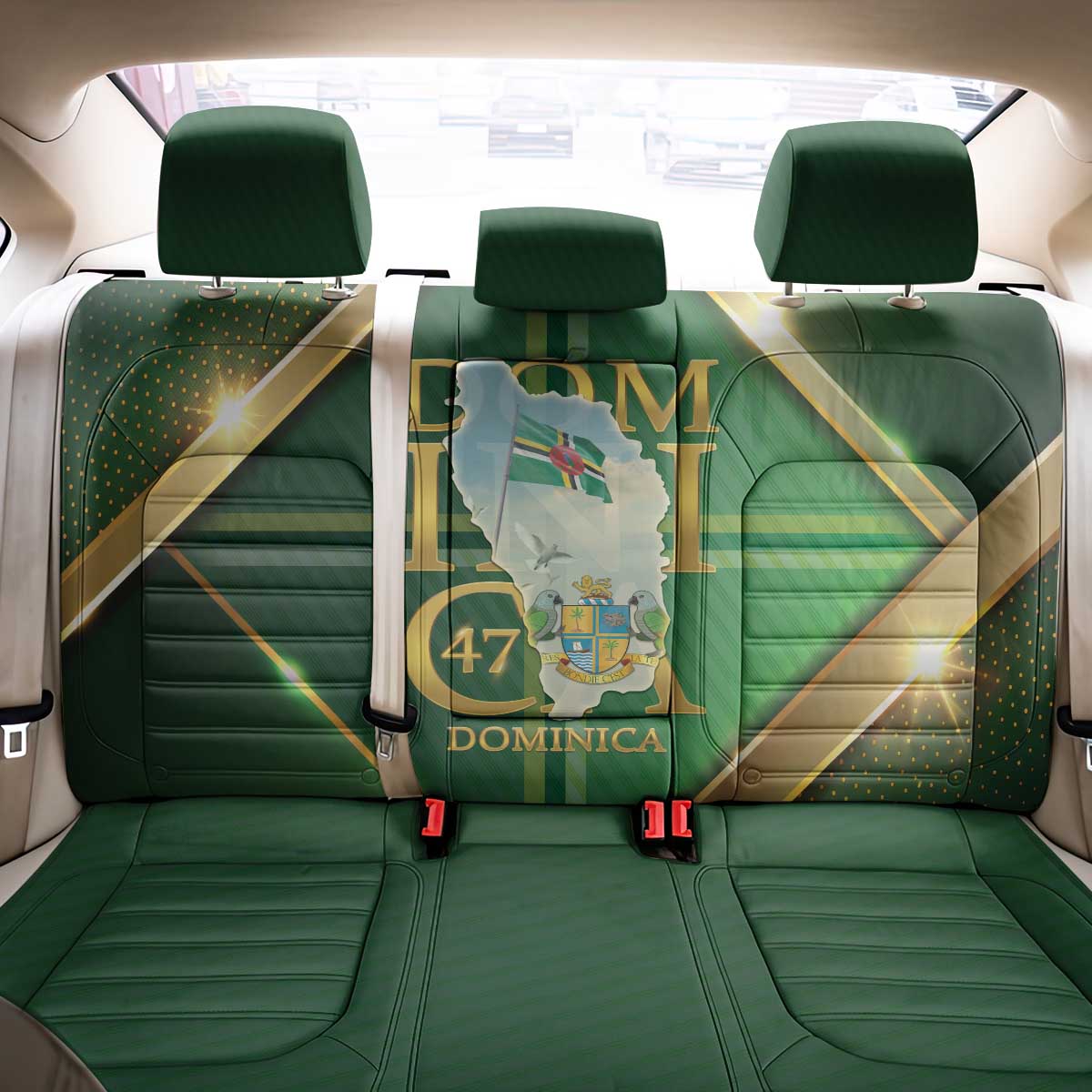 Dominica Independence Day Back Car Seat Cover 47 Years Of Freedom - Wonder Print Shop