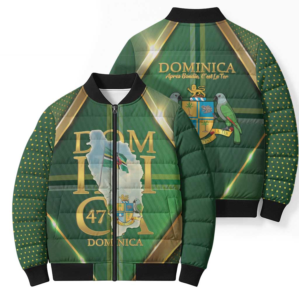Dominica Independence Day Bomber Puffer Jacket 47 Years Of Freedom - Wonder Print Shop
