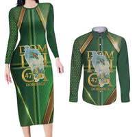 Dominica Independence Day Couples Matching Long Sleeve Bodycon Dress and Long Sleeve Button Shirt 47 Years Of Freedom - Wonder Print Shop
