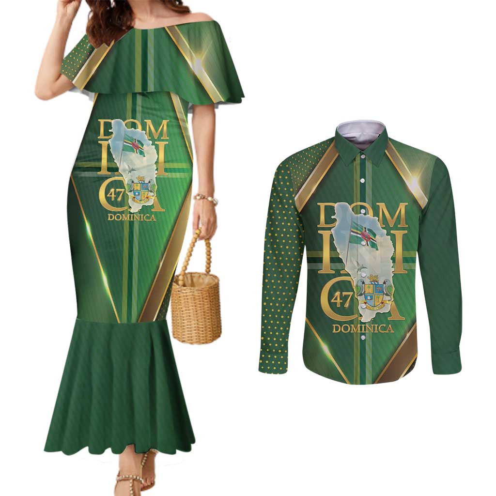 Dominica Independence Day Couples Matching Mermaid Dress and Long Sleeve Button Shirt 47 Years Of Freedom - Wonder Print Shop