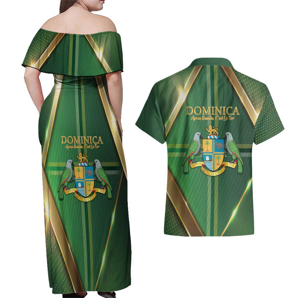 Dominica Independence Day Couples Matching Off Shoulder Maxi Dress and Hawaiian Shirt 47 Years Of Freedom - Wonder Print Shop