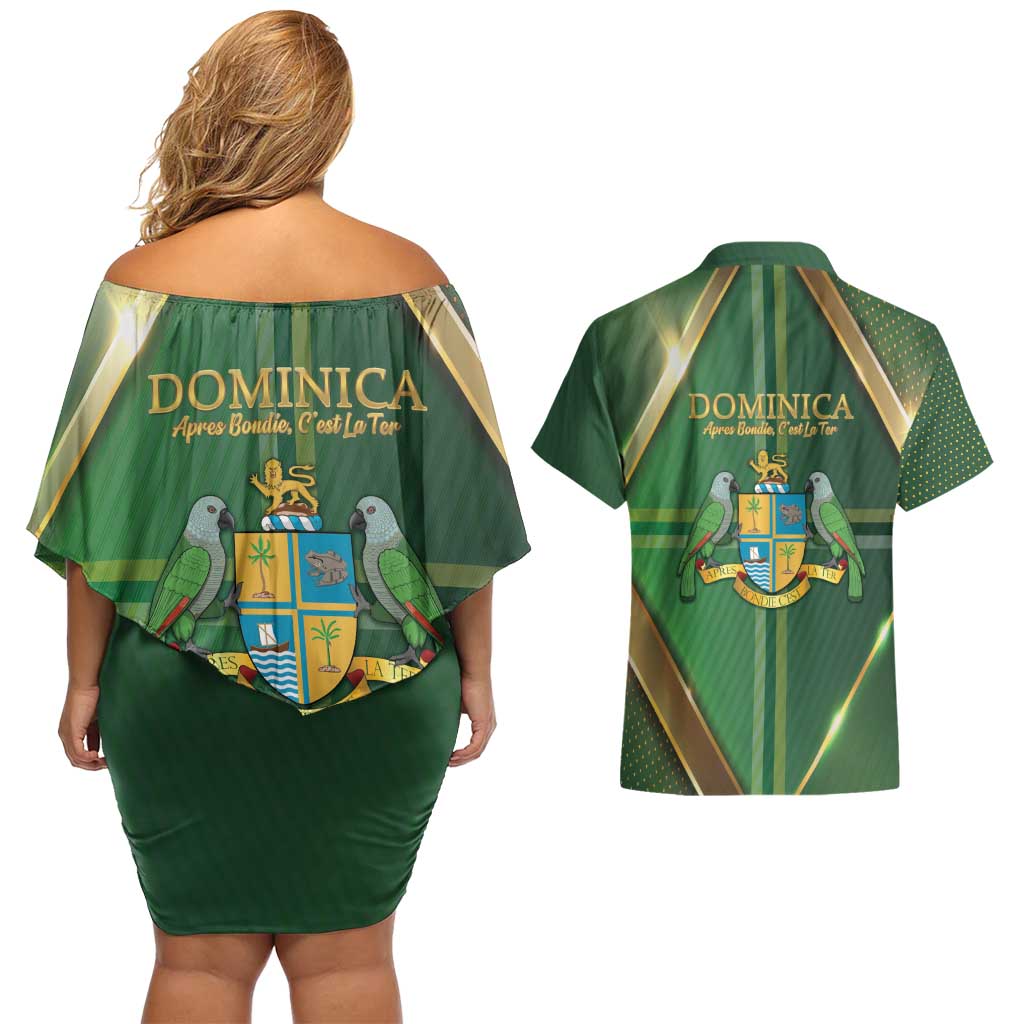 Dominica Independence Day Couples Matching Off Shoulder Short Dress and Hawaiian Shirt 47 Years Of Freedom - Wonder Print Shop