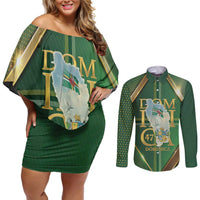 Dominica Independence Day Couples Matching Off Shoulder Short Dress and Long Sleeve Button Shirt 47 Years Of Freedom - Wonder Print Shop