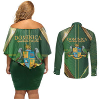 Dominica Independence Day Couples Matching Off Shoulder Short Dress and Long Sleeve Button Shirt 47 Years Of Freedom - Wonder Print Shop