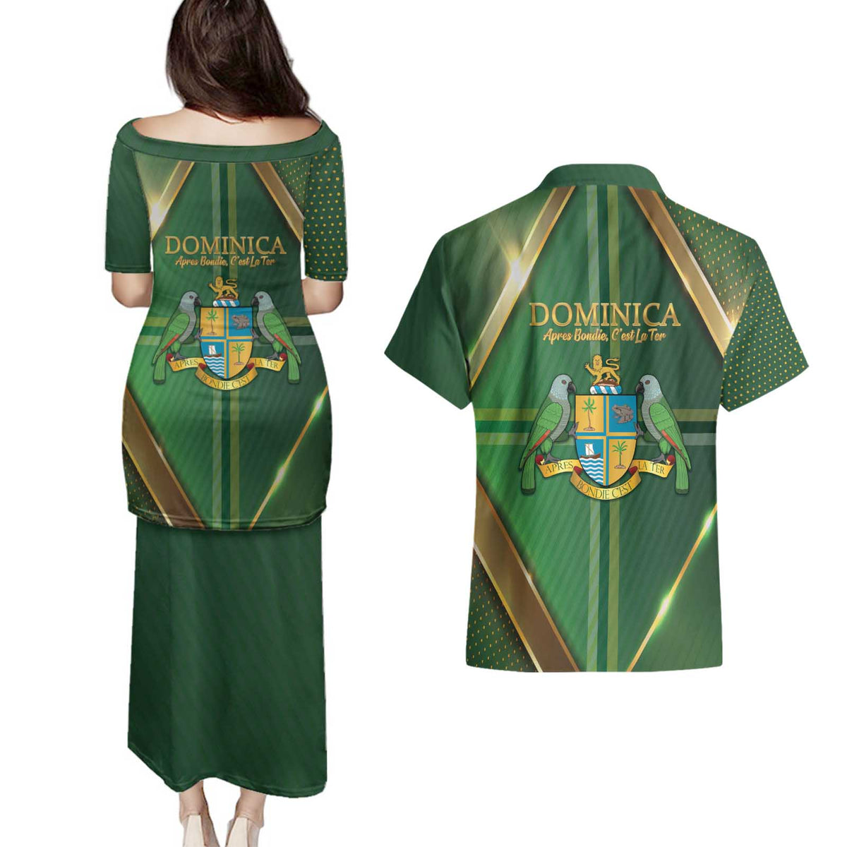 Dominica Independence Day Couples Matching Puletasi and Hawaiian Shirt 47 Years Of Freedom - Wonder Print Shop