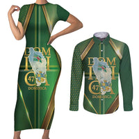 Dominica Independence Day Couples Matching Short Sleeve Bodycon Dress and Long Sleeve Button Shirt 47 Years Of Freedom - Wonder Print Shop
