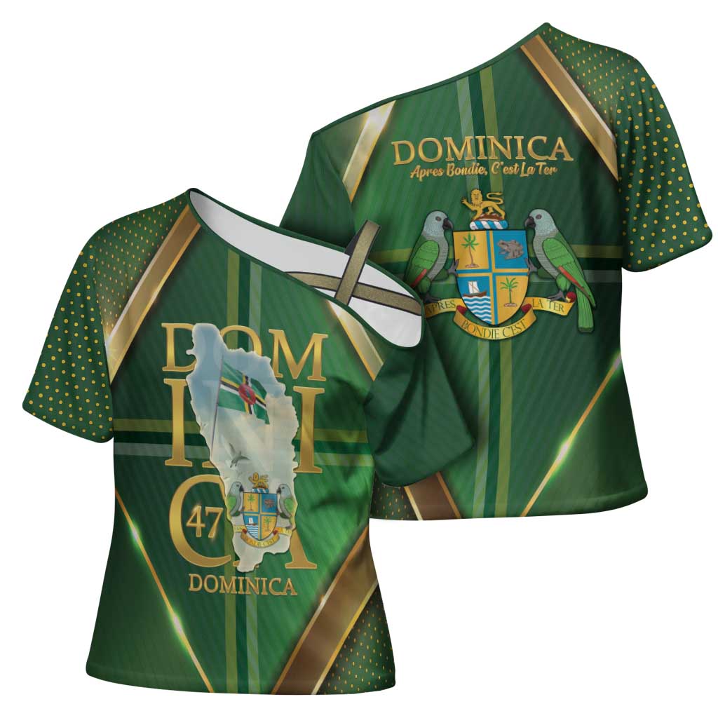 Dominica Independence Day Cross Shoulder Shirt 47 Years Of Freedom - Wonder Print Shop
