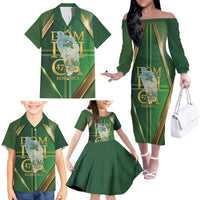 Dominica Independence Day Family Matching Off The Shoulder Long Sleeve Dress and Hawaiian Shirt 47 Years Of Freedom - Wonder Print Shop