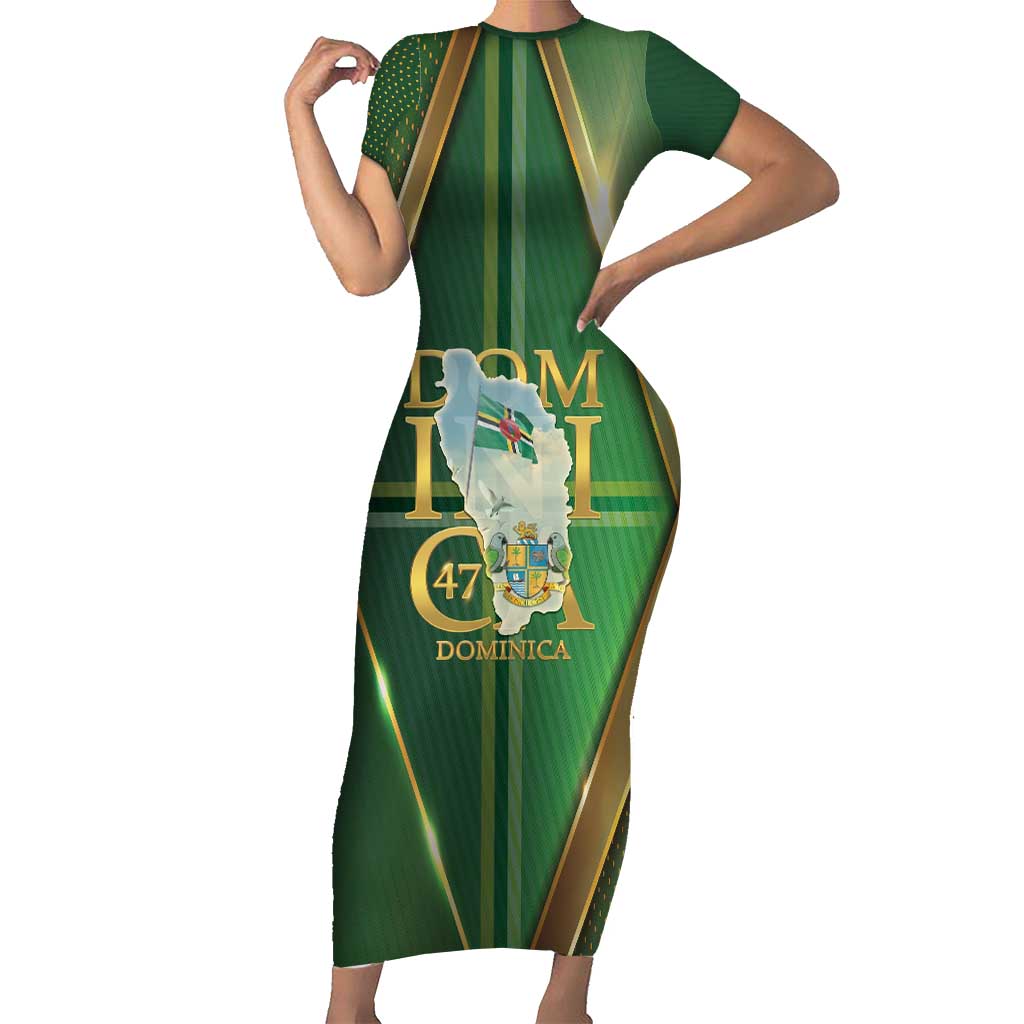 Dominica Independence Day Family Matching Short Sleeve Bodycon Dress and Hawaiian Shirt 47 Years Of Freedom - Wonder Print Shop