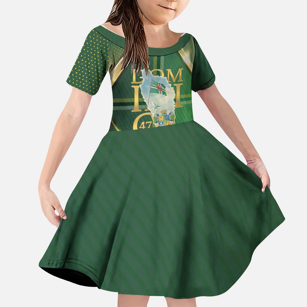 Dominica Independence Day Kid Short Sleeve Dress 47 Years Of Freedom - Wonder Print Shop