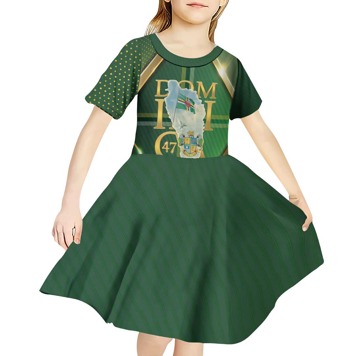 Dominica Independence Day Kid Short Sleeve Dress 47 Years Of Freedom - Wonder Print Shop