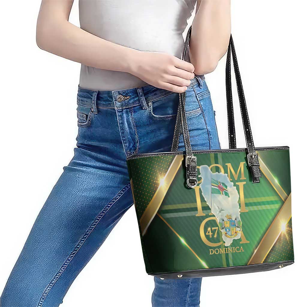 Dominica Independence Day Leather Tote Bag 47 Years Of Freedom - Wonder Print Shop