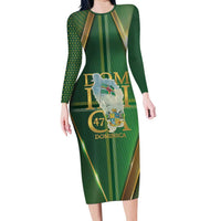 Dominica Independence Day Long Sleeve Bodycon Dress 47 Years Of Freedom - Wonder Print Shop