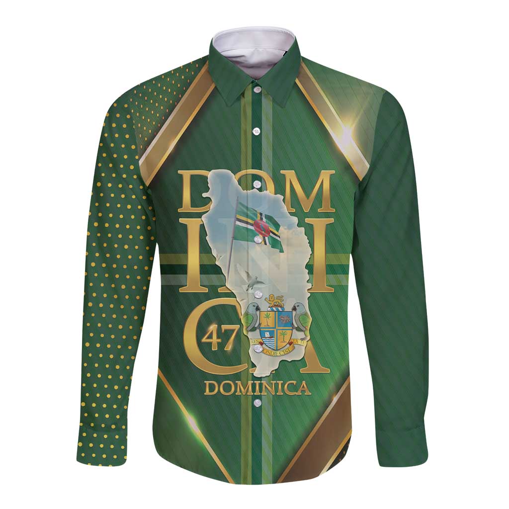 Dominica Independence Day Long Sleeve Button Shirt 47 Years Of Freedom - Wonder Print Shop