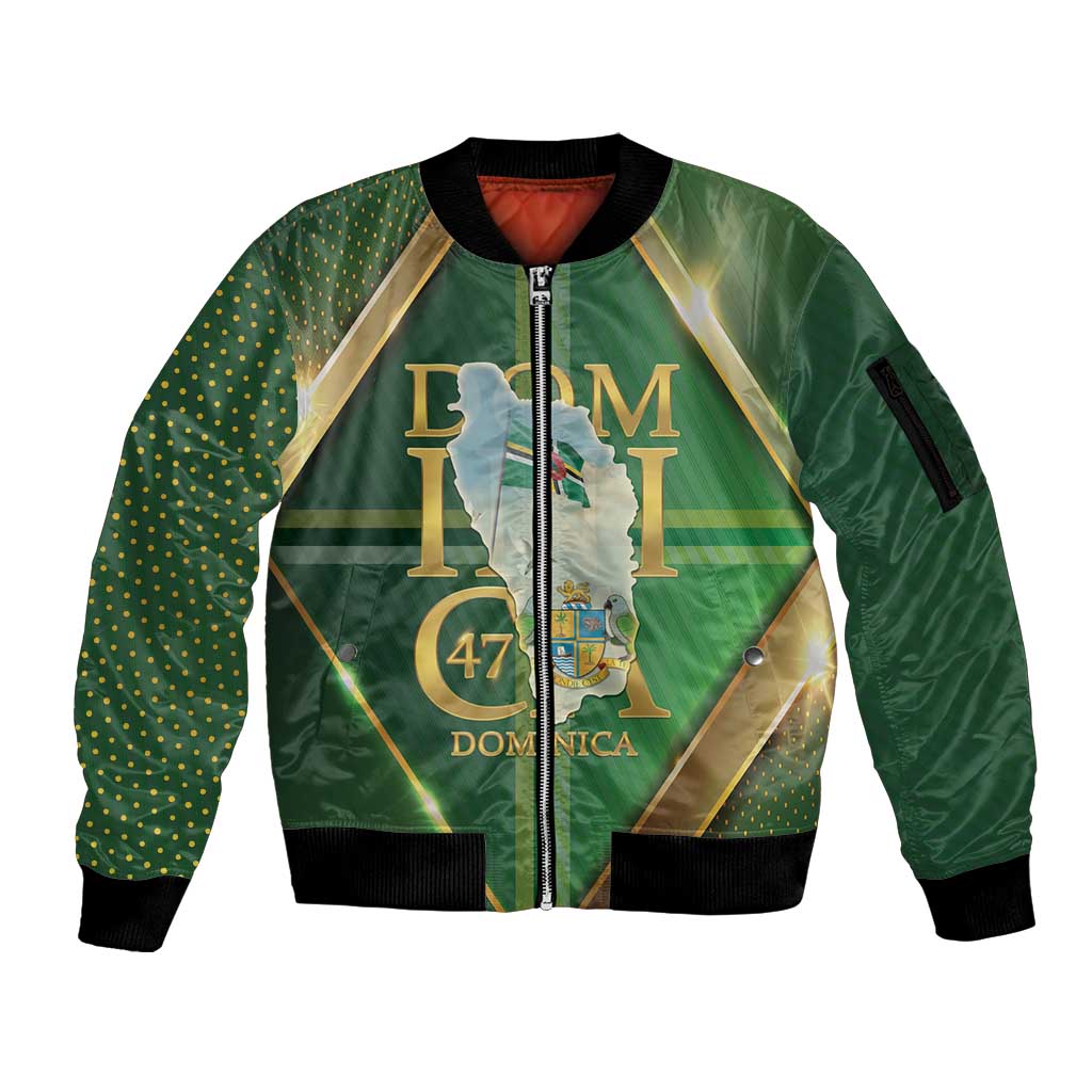 Dominica Independence Day Sleeve Zip Bomber Jacket 47 Years Of Freedom - Wonder Print Shop