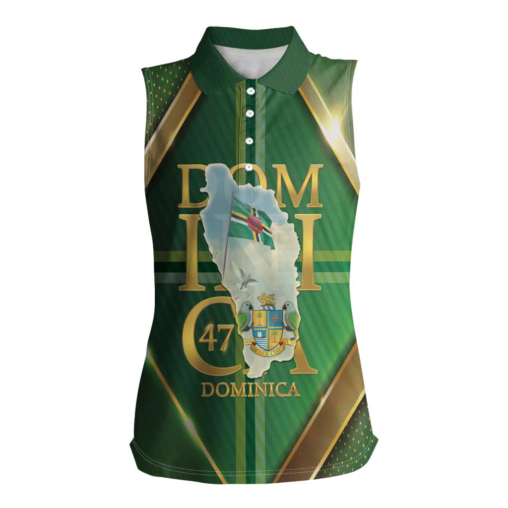 Dominica Independence Day Women Sleeveless Polo Shirt 47 Years Of Freedom - Wonder Print Shop