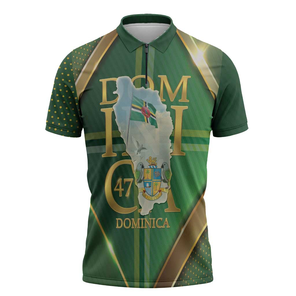 Dominica Independence Day Zipper Polo Shirt 47 Years Of Freedom - Wonder Print Shop