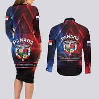 Panama Independence Day Couples Matching Long Sleeve Bodycon Dress and Long Sleeve Button Shirt Special Style - Wonder Print Shop