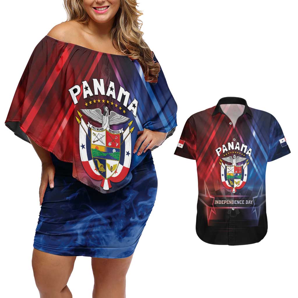 Panama Independence Day Couples Matching Off Shoulder Short Dress and Hawaiian Shirt Special Style - Wonder Print Shop