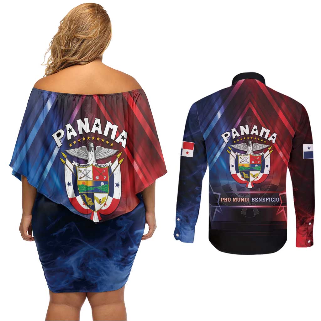Panama Independence Day Couples Matching Off Shoulder Short Dress and Long Sleeve Button Shirt Special Style - Wonder Print Shop