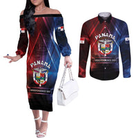 Panama Independence Day Couples Matching Off The Shoulder Long Sleeve Dress and Long Sleeve Button Shirt Special Style - Wonder Print Shop