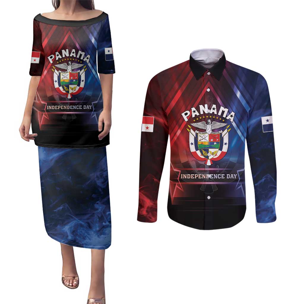 Panama Independence Day Couples Matching Puletasi and Long Sleeve Button Shirt Special Style - Wonder Print Shop