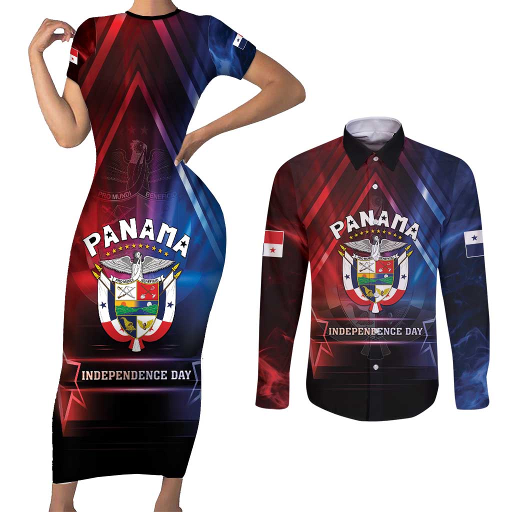 Panama Independence Day Couples Matching Short Sleeve Bodycon Dress and Long Sleeve Button Shirt Special Style - Wonder Print Shop