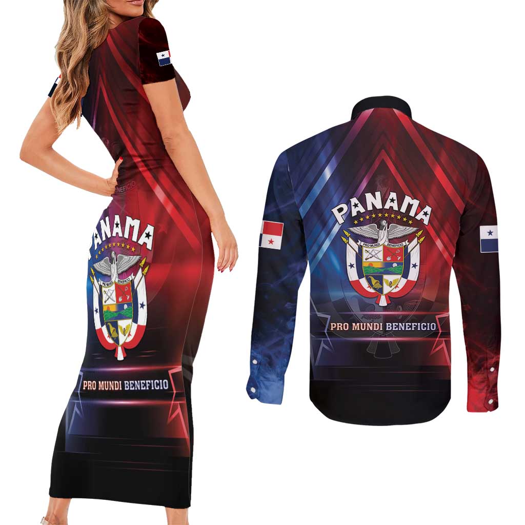 Panama Independence Day Couples Matching Short Sleeve Bodycon Dress and Long Sleeve Button Shirt Special Style - Wonder Print Shop