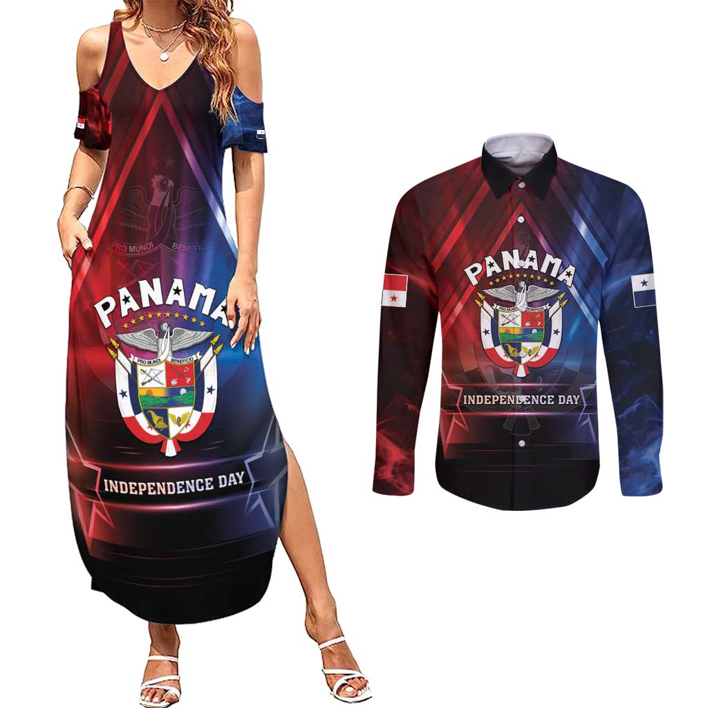 Panama Independence Day Couples Matching Summer Maxi Dress and Long Sleeve Button Shirt Special Style - Wonder Print Shop