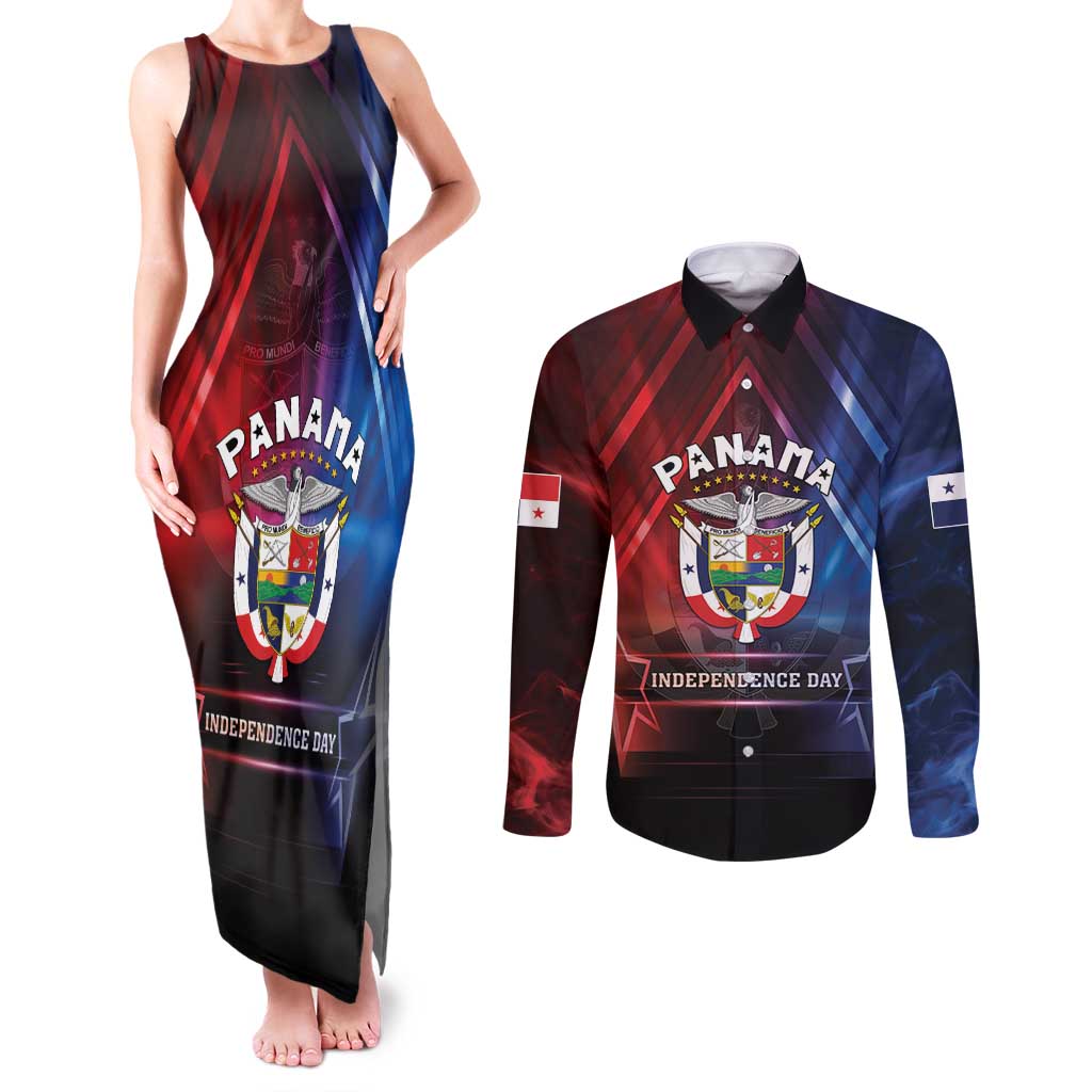 Panama Independence Day Couples Matching Tank Maxi Dress and Long Sleeve Button Shirt Special Style - Wonder Print Shop