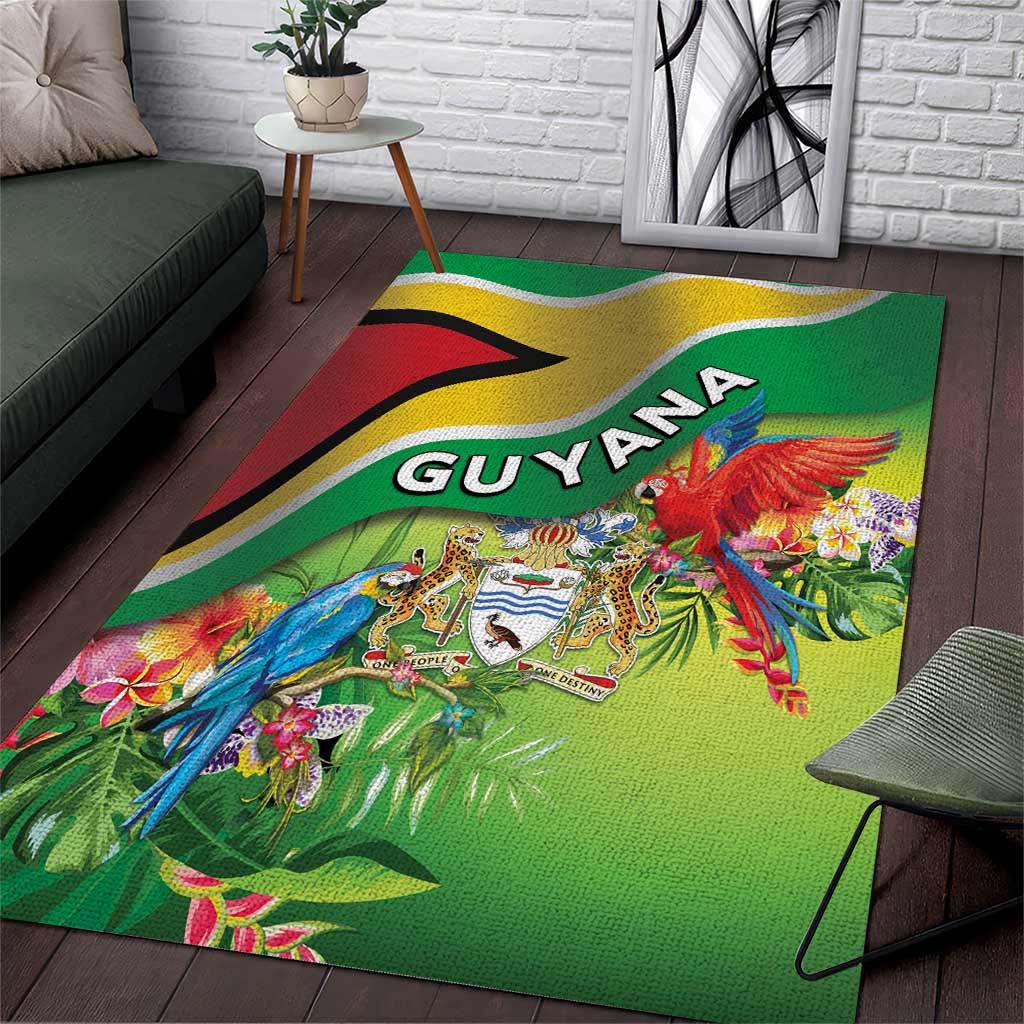 Guyana Republic Day Area Rug Happy Mashramani Flag Style