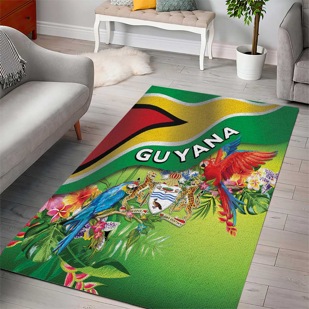 Guyana Republic Day Area Rug Happy Mashramani Flag Style