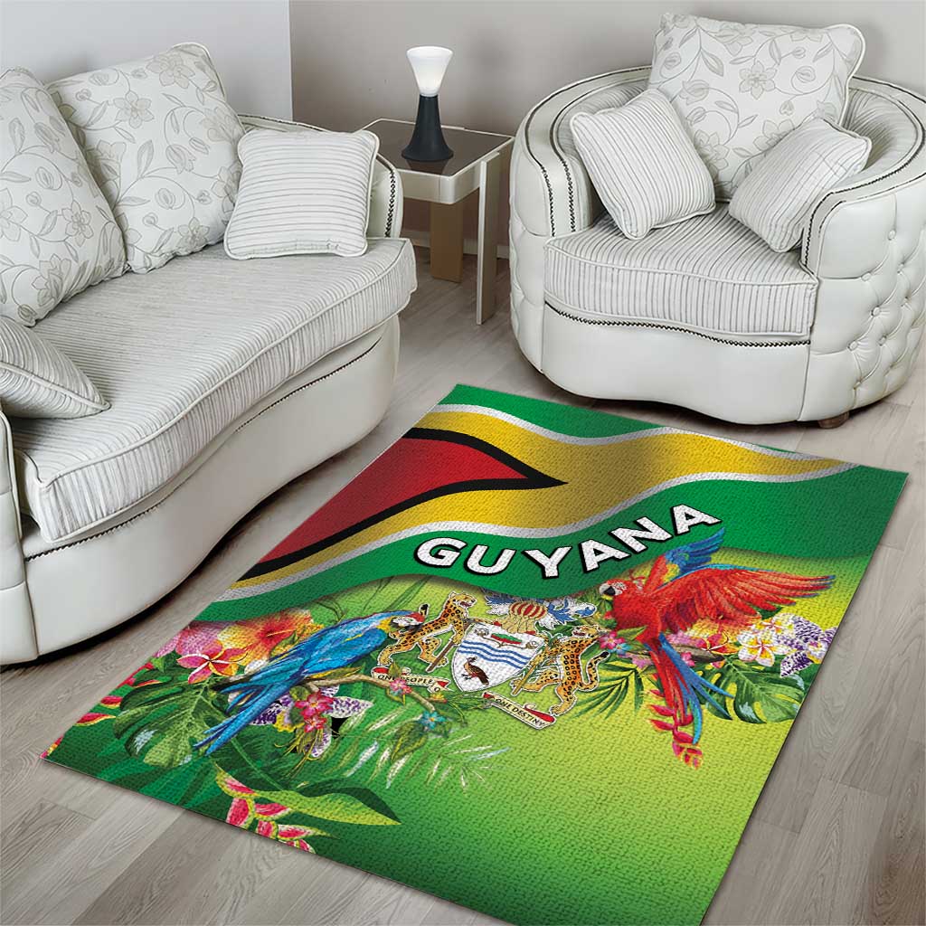 Guyana Republic Day Area Rug Happy Mashramani Flag Style