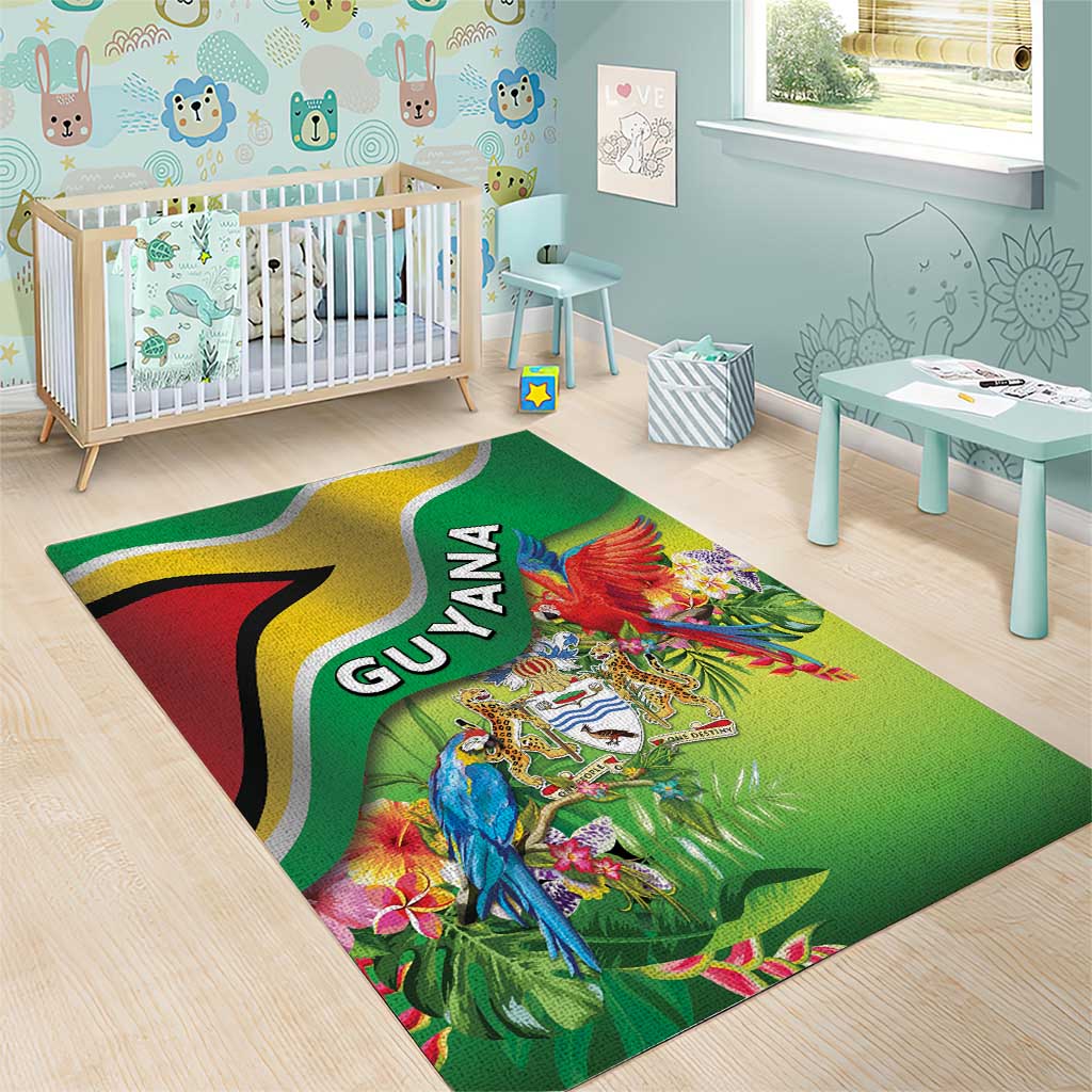 Guyana Republic Day Area Rug Happy Mashramani Flag Style