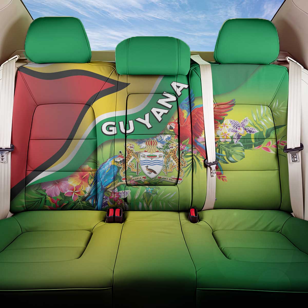 Guyana Republic Day Back Car Seat Cover Happy Mashramani Flag Style