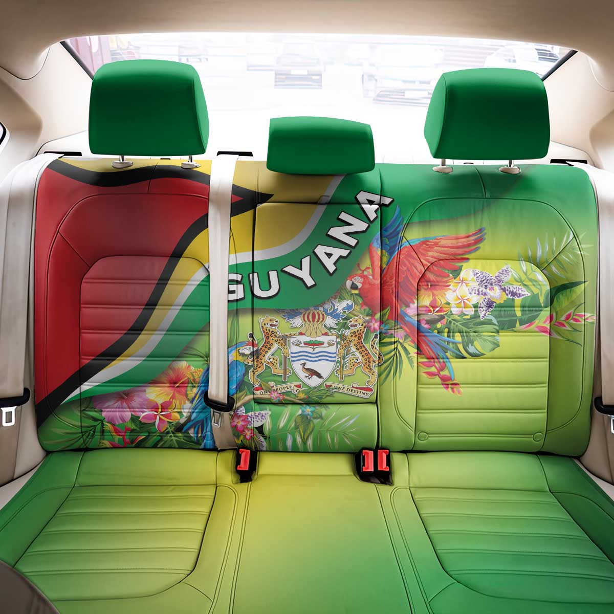 Guyana Republic Day Back Car Seat Cover Happy Mashramani Flag Style