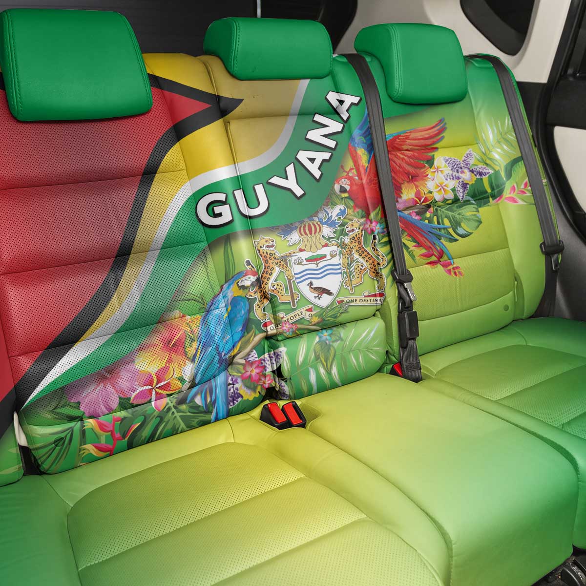 Guyana Republic Day Back Car Seat Cover Happy Mashramani Flag Style