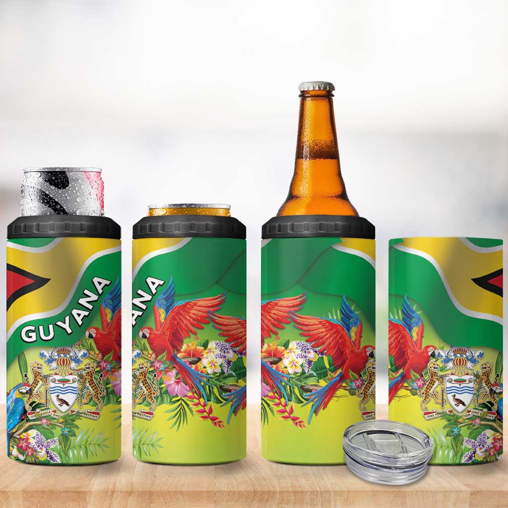 Guyana Republic Day 4 in 1 Can Cooler Tumbler Happy Mashramani Flag Style
