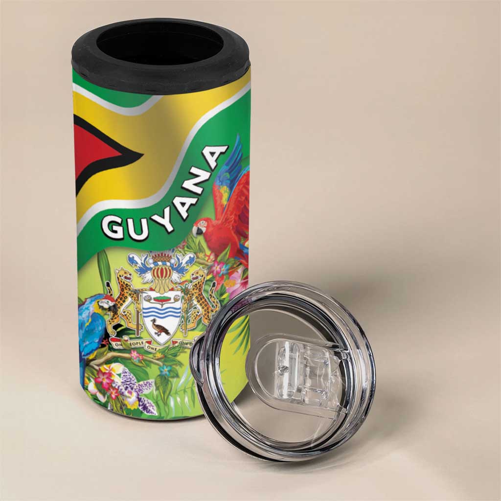 Guyana Republic Day 4 in 1 Can Cooler Tumbler Happy Mashramani Flag Style