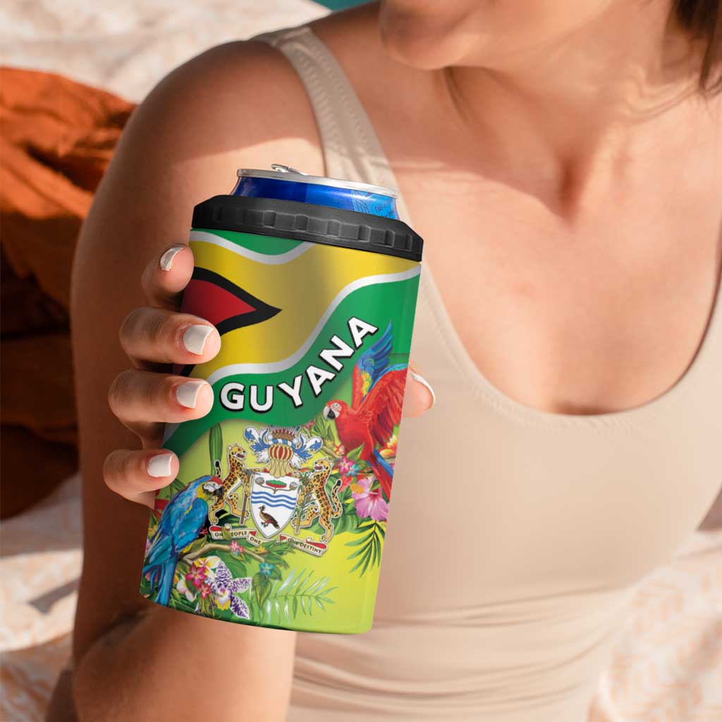Guyana Republic Day 4 in 1 Can Cooler Tumbler Happy Mashramani Flag Style