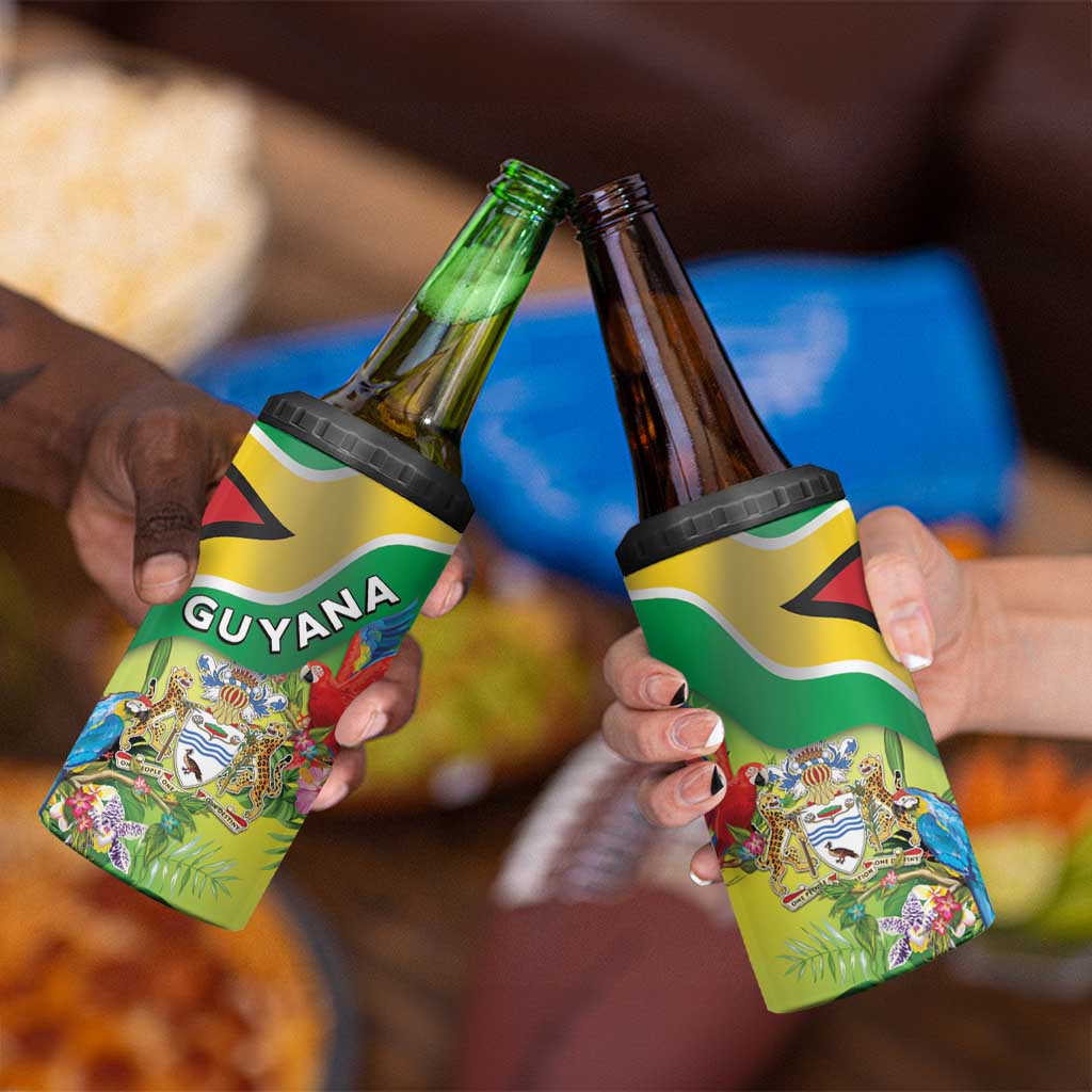 Guyana Republic Day 4 in 1 Can Cooler Tumbler Happy Mashramani Flag Style