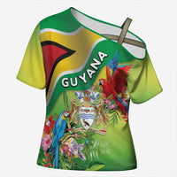 Guyana Republic Day Cross Shoulder Shirt Happy Mashramani Flag Style