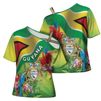 Guyana Republic Day Cross Shoulder Shirt Happy Mashramani Flag Style