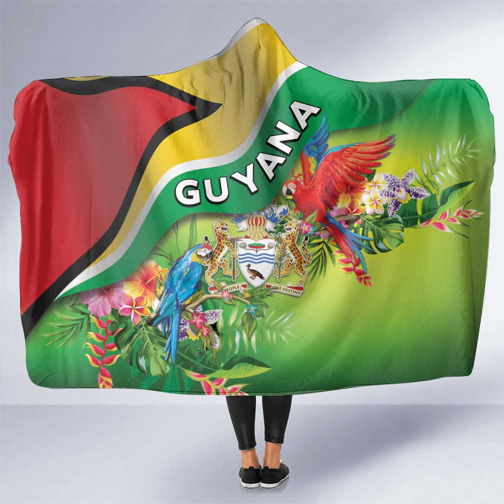 Guyana Republic Day Hooded Blanket Happy Mashramani Flag Style