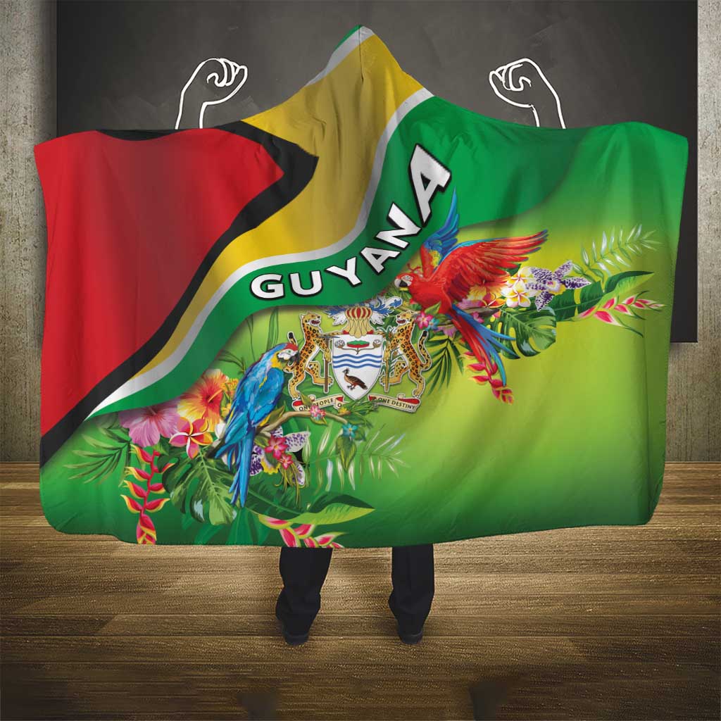 Guyana Republic Day Hooded Blanket Happy Mashramani Flag Style