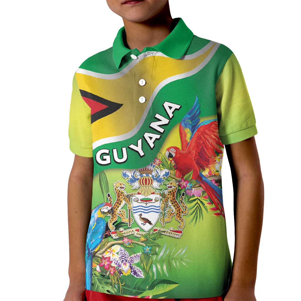 Guyana Republic Day Kid Polo Shirt Happy Mashramani Flag Style