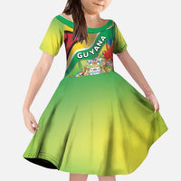 Guyana Republic Day Kid Short Sleeve Dress Happy Mashramani Flag Style