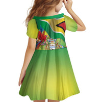 Guyana Republic Day Kid Short Sleeve Dress Happy Mashramani Flag Style
