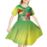 Guyana Republic Day Kid Short Sleeve Dress Happy Mashramani Flag Style