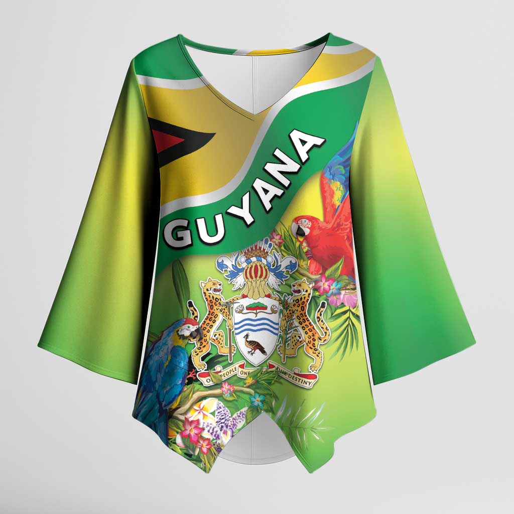 Guyana Republic Day Kimono Sleeve Blouse Happy Mashramani Flag Style